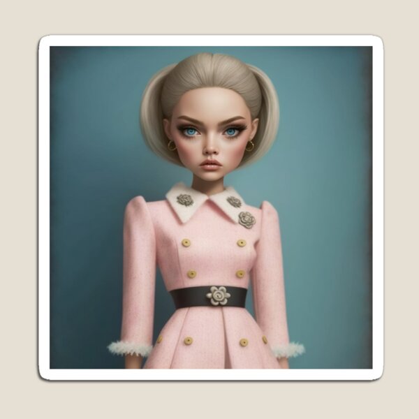 Blonde Girl with pink Coat Magnet