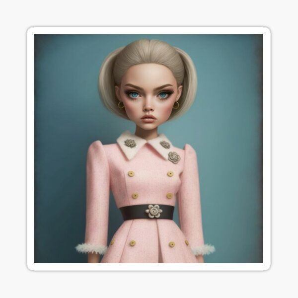 Blonde Girl with pink Coat Sticker