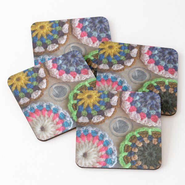 Item preview, 4 mandala crocheted - wool - handmade // designed and sold by Lillrose.