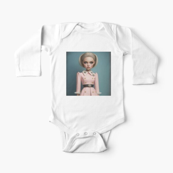 Blonde Girl with pink Coat Long Sleeve Baby One-Piece