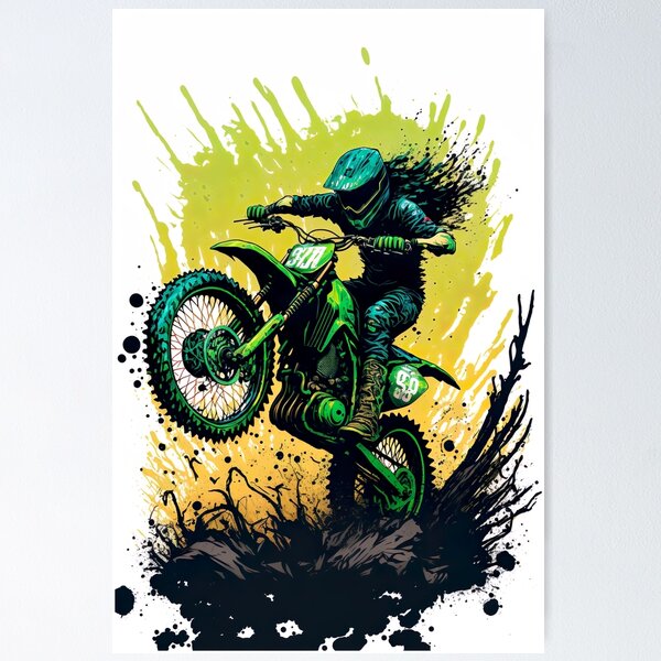 Item preview, Dirt Bike With Green Paint Splash Design designed and sold by KoolArtDistrict.