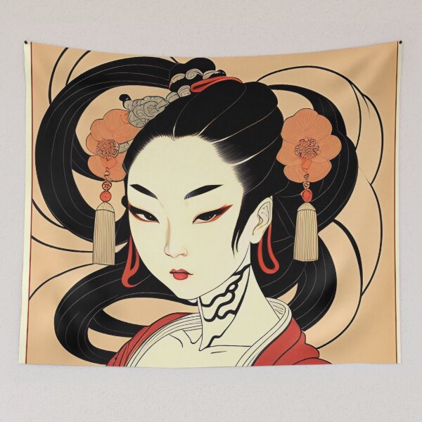 Item preview, Traditional Japanese Geisha Portrait Anime Style designed and sold by Ellen Davis.