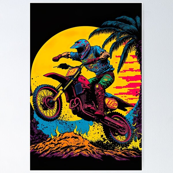 Item preview, Dirt Bike With Orange moon designed and sold by KoolArtDistrict.