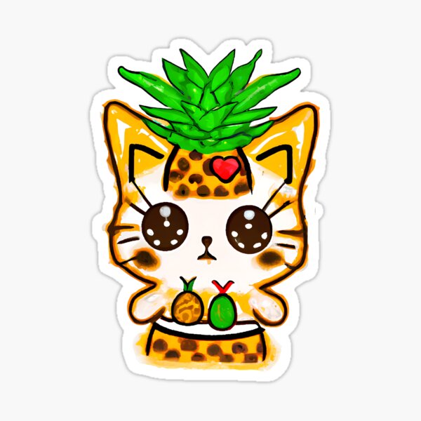 "pineapple cat" Sticker for Sale by phys Redbubble