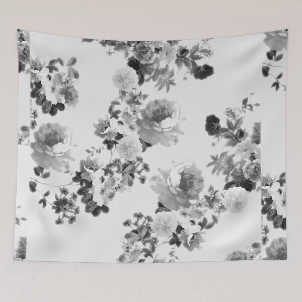 Item preview, Modern trendy grey white floral pattern designed and sold by GirlyTrend.