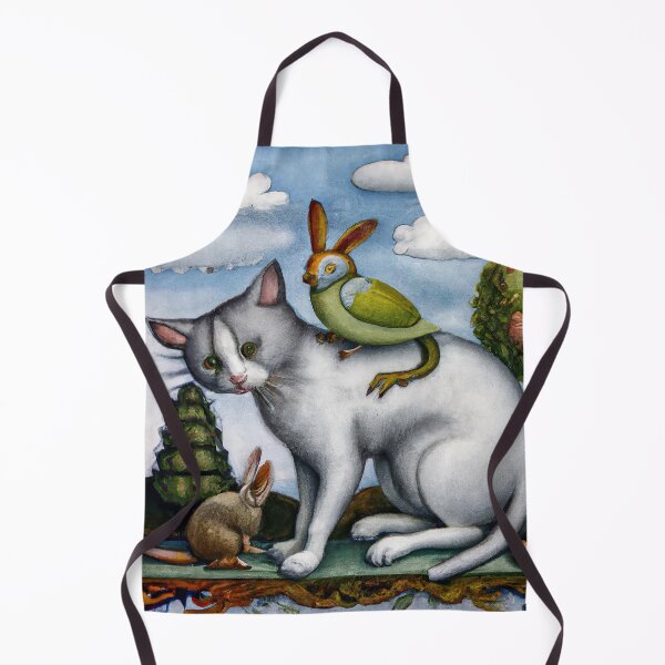 Item preview, Hieronymus Bosch Style Cat With A Bird Creature On Its Back - Garden Of Earthly Delights designed and sold by AlanPhotoArt.