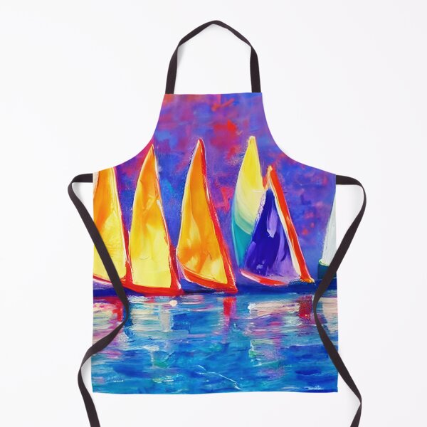 Item preview, Large Sailboat Party Art, Colorful Sailboats & Harbor Art, Nautical Landscape Art designed and sold by viewgraphics.