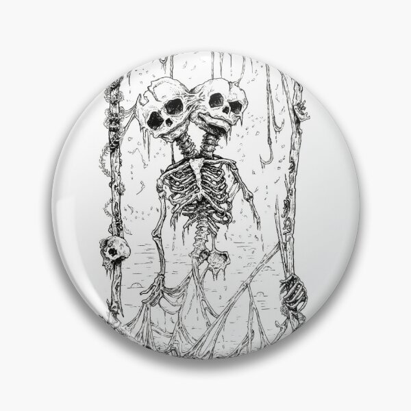 Item preview, Twins- Black and White gothic illustration skeletons designed and sold by Amanda Irene.