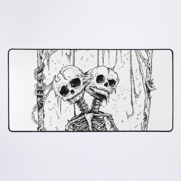 Item preview, Twins- Black and White gothic illustration skeletons designed and sold by Amanda Irene.