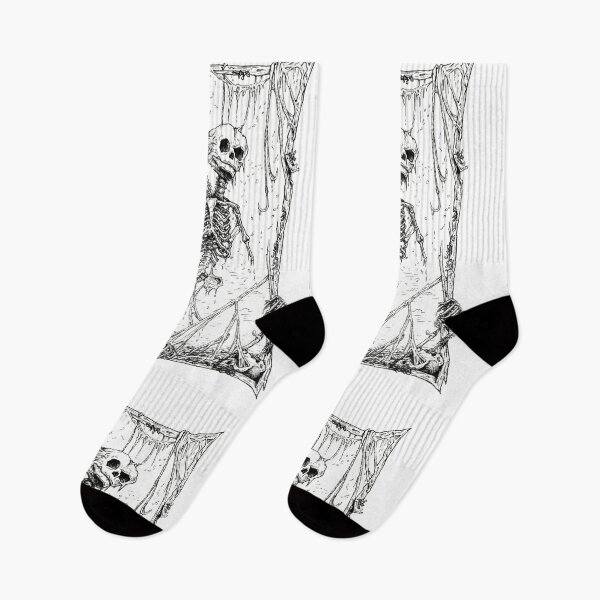 Item preview, Twins- Black and White gothic illustration skeletons designed and sold by Amanda Irene.