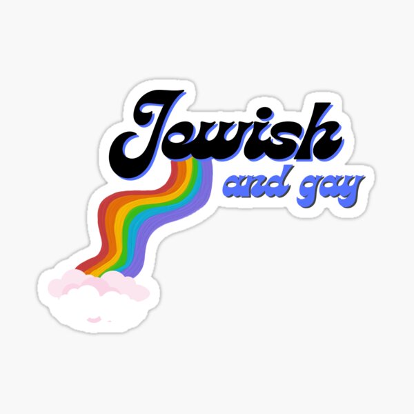 Item preview, Jewish and Gay, rainbow pride, retro typography designed and sold by ThatJewishFeminist Ali S.