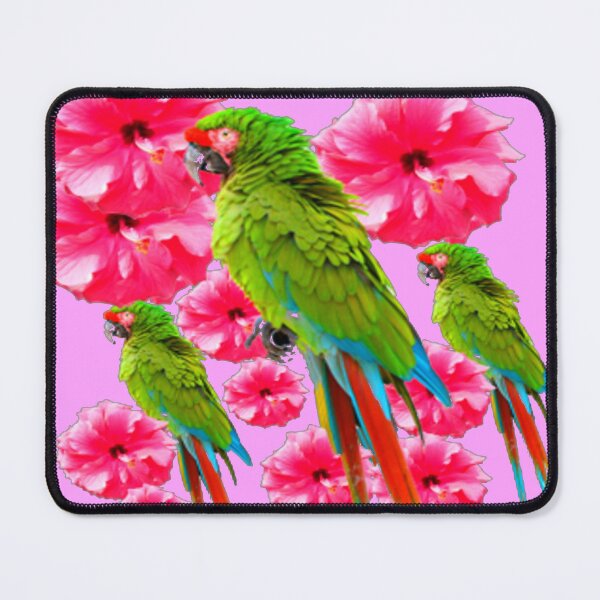 Item preview, TROPICAL GREEN MACAWS PINK HIBISCUS FLOWERS PINK ART designed and sold by sharlesart.