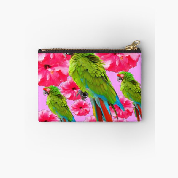 Item preview, TROPICAL GREEN MACAWS PINK HIBISCUS FLOWERS PINK ART designed and sold by sharlesart.
