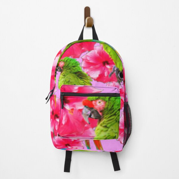 Item preview, TROPICAL GREEN MACAWS PINK HIBISCUS FLOWERS PINK ART designed and sold by sharlesart.
