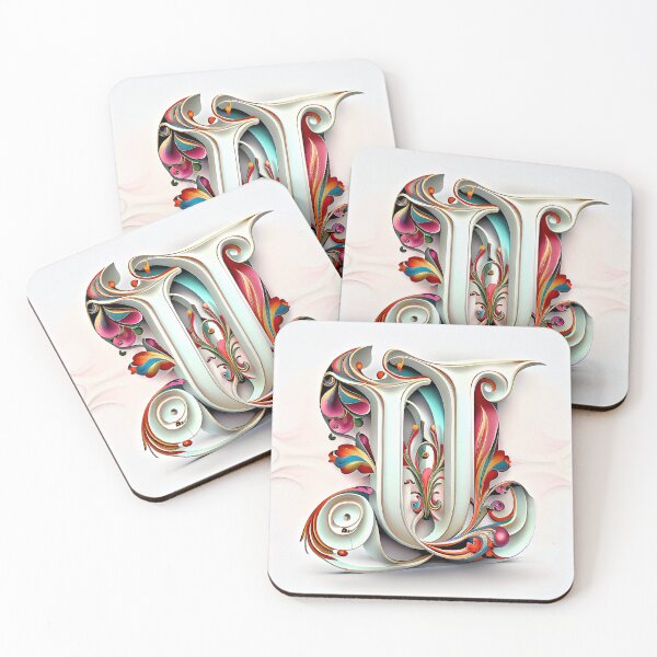 Item preview, Art Font Letter U: Art Nouveau Style, Unique and Colorful, White Background designed and sold by factory88.