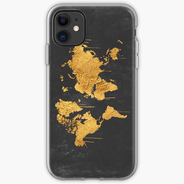 Gold World Map iPhone Soft Case