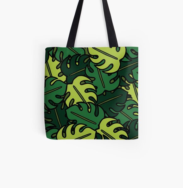 Monstera Leaf Pattern All Over Print Tote Bag