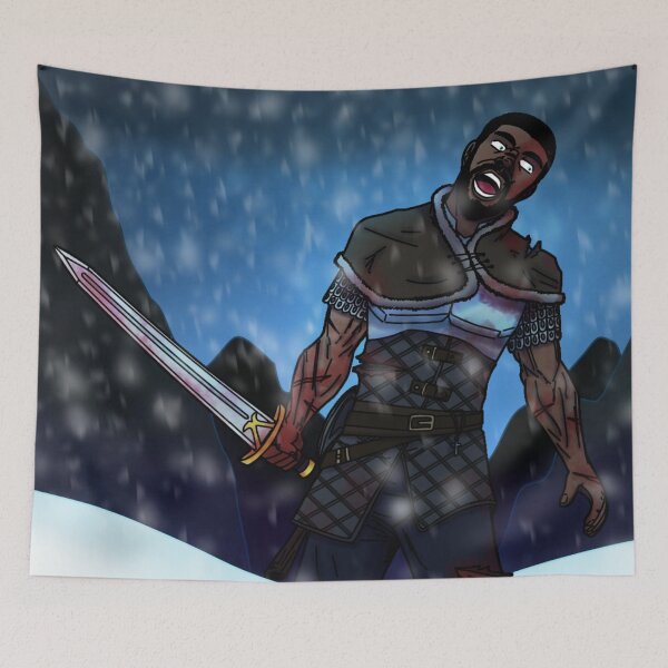 Item preview, Epic Dane Berserker in snowy mountains illustration designed and sold by MDHairston2.