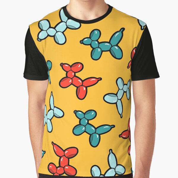 Balloon Animal Dogs Pattern in Yellow Graphic T-Shirt