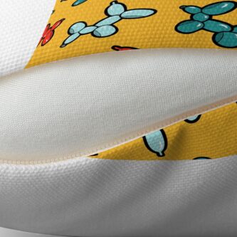 Alternate view of Balloon Animal Dogs Pattern in Yellow Throw Pillow