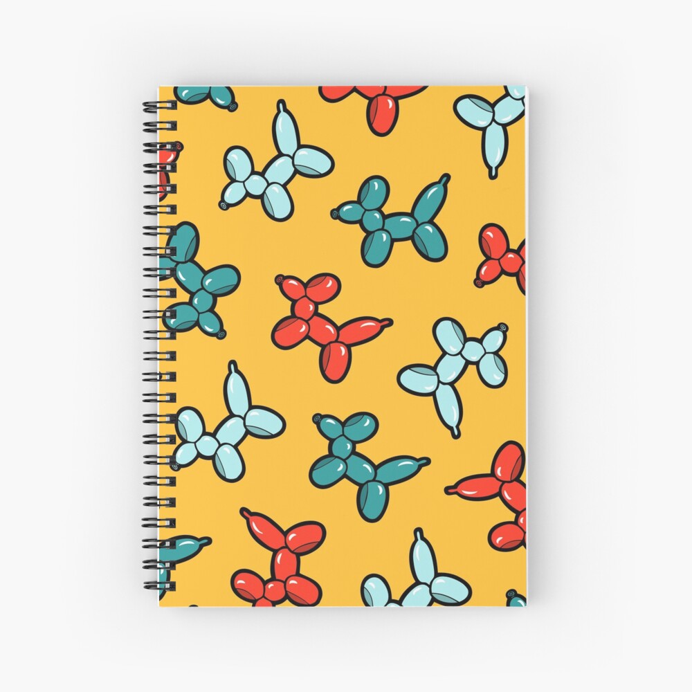 Balloon Animal Dogs Pattern in Yellow Spiral Notebook