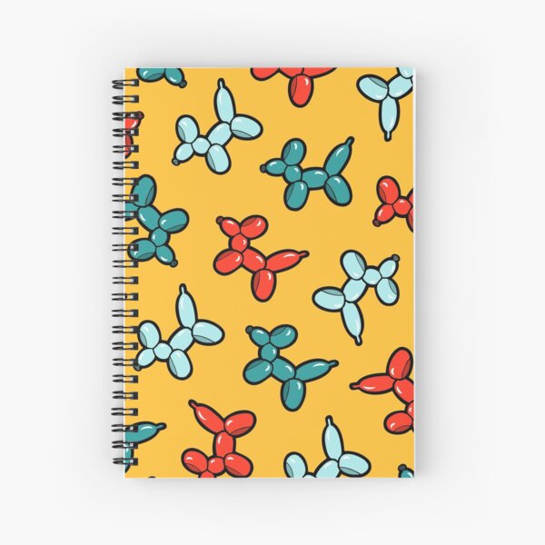 Balloon Animal Dogs Pattern in Yellow Spiral Notebook