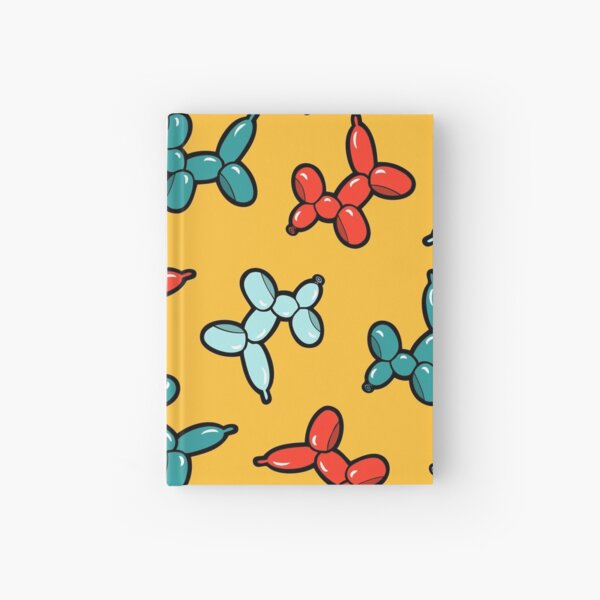 Balloon Animal Dogs Pattern in Yellow Hardcover Journal