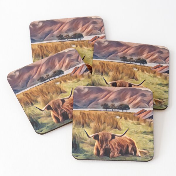 Item preview, Resting Brown Highland Cow Long horned designed and sold by FarmsteadAcers.