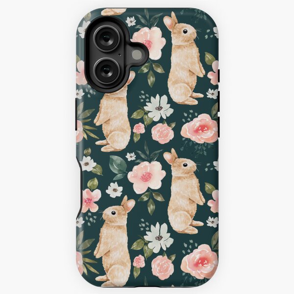 Vista previa del artículo con la obra «Conejito de acuarela floral en verde esmeralda», diseñado y vendido por cateandrainn.