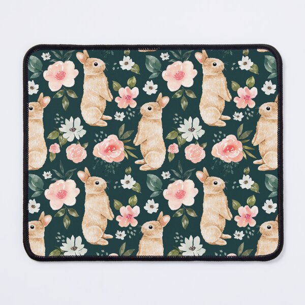 Item preview, Watercolor Bunny Floral on Emerald Green designed and sold by cateandrainn.