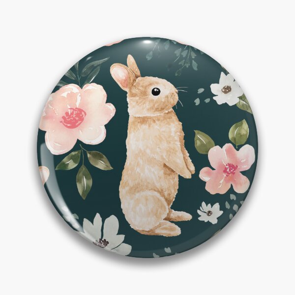 Item preview, Watercolor Bunny Floral on Emerald Green designed and sold by cateandrainn.