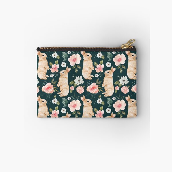 Item preview, Watercolor Bunny Floral on Emerald Green designed and sold by cateandrainn.
