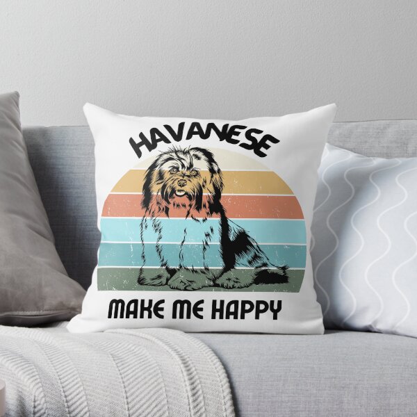 Havanese Make Me Happy: Retro Design for Dog Lovers with Vintage Flair! Throw Pillow