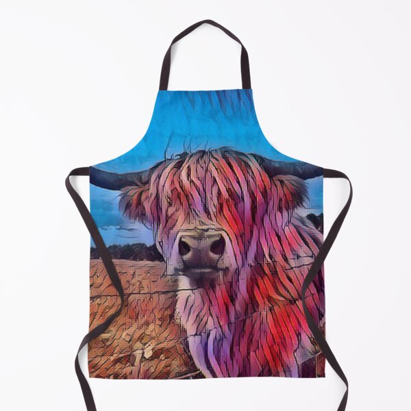 Item preview, Abstract Blue and Red Highland Cow Painting designed and sold by FarmsteadAcers.