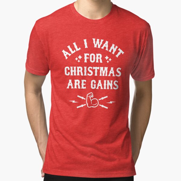 All I Want For Christmas if Gains Funny PitBull Dog Bodybuilding Fitness  Gift - All I Want For Christmas Is Gains - Sticker