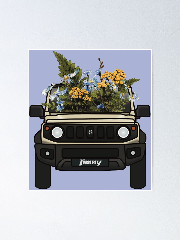 "Suzuki Jimny (Chiffon Ivory) Wildflowers" Poster for Sale by