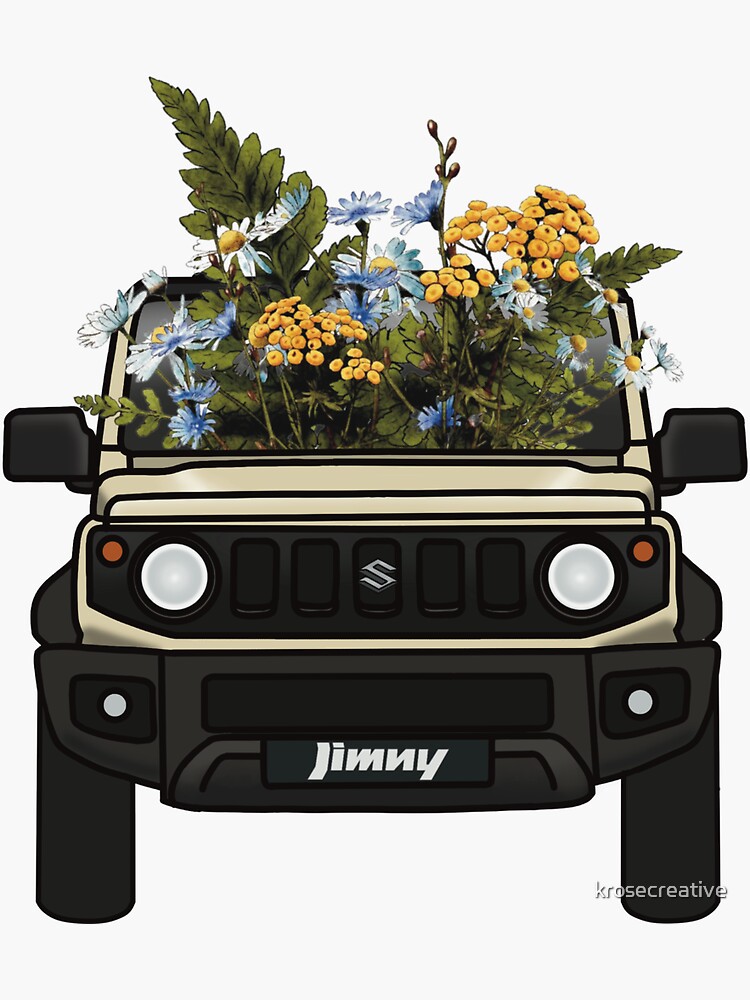 "Suzuki Jimny (Chiffon Ivory) Wildflowers" Sticker for Sale by