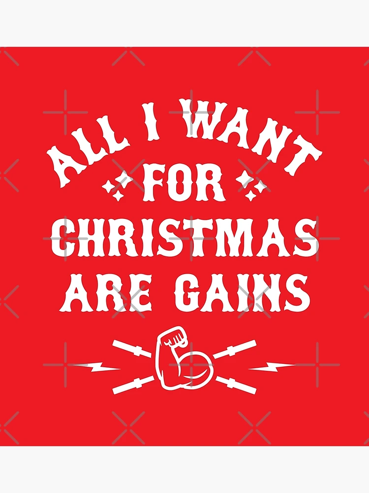 All I Want For Christmas if Gains Funny PitBull Dog Bodybuilding Fitness  Gift - All I Want For Christmas Is Gains - Sticker