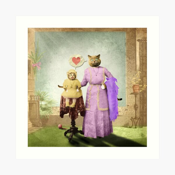 Momma Kitty Loves Her Kitten Art Print