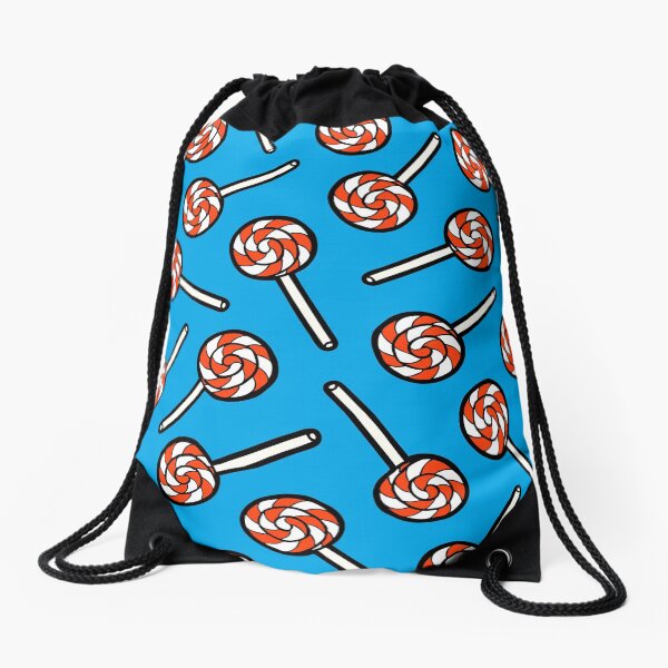 Red, white and blue lollipop pattern Drawstring Bag