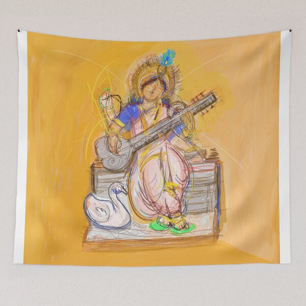 Item preview, goddess saraswati abstract painting | Saraswati abstract painting designed and sold by KARTICK DUTTA.