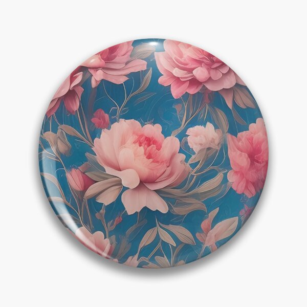 Item preview, Pink Floral Pattern on Blue Background designed and sold by Ellen Davis.