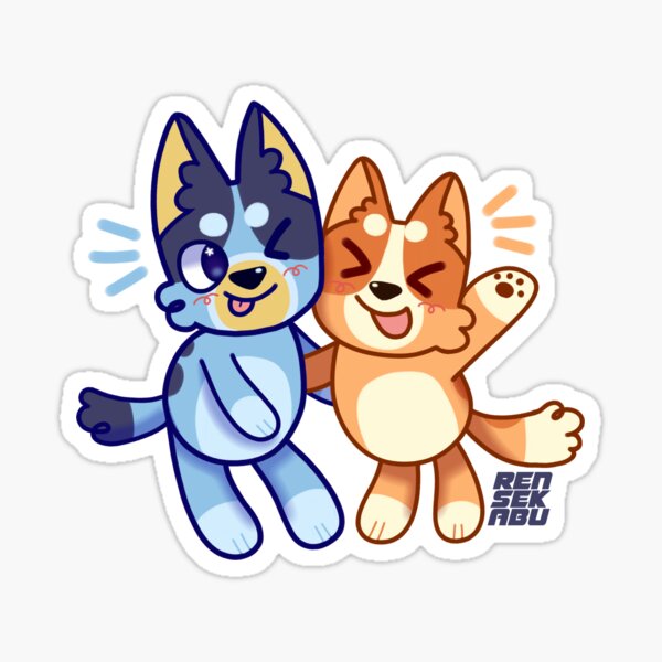 "Blue Dog and Orange Dog" Sticker for Sale by rensekabu Redbubble