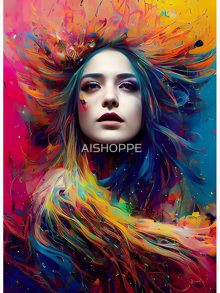 Celebrating Women. Beautiful woman wearing colorful feathers outfit  symbolizes women empowerment. Poster for Sale by AISHOPPE
