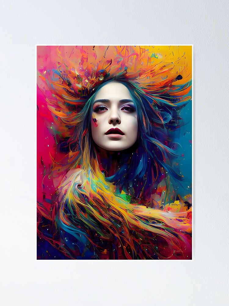 Celebrating Women. Beautiful woman wearing colorful feathers outfit  symbolizes women empowerment. Poster for Sale by AISHOPPE
