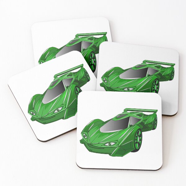 Item preview, Green sports car with airfoil illustration designed and sold by Misscartoon.