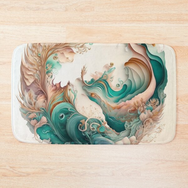 Item preview, Agate Stone Inspired Abstract, Teal and Rose Gold beauty designed and sold by Orianah.
