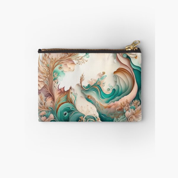 Item preview, Agate Stone Inspired Abstract, Teal and Rose Gold beauty designed and sold by Orianah.