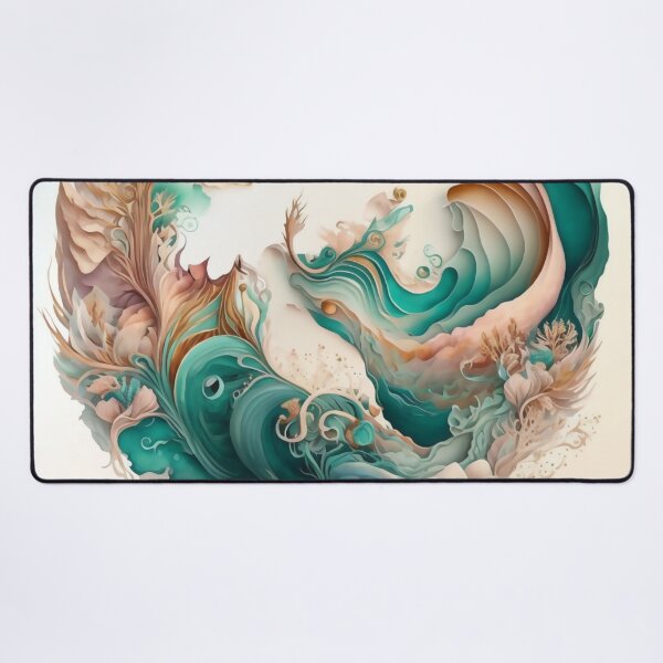 Item preview, Agate Stone Inspired Abstract, Teal and Rose Gold beauty designed and sold by Orianah.