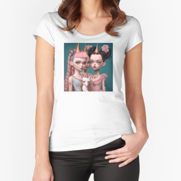 Girls Unicorn Party Fitted Scoop T-Shirt